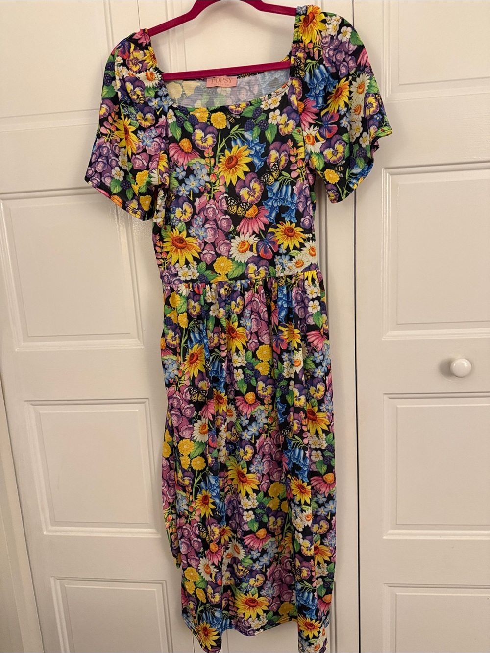 Popsy Floral Maxi Dress in Yellow, Purple, Pink, Blue